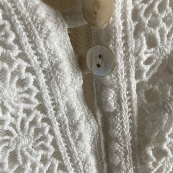 3/4 sleeve white boho top small - Picture 7 of 8